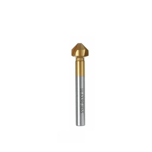 Bohrer-Set, 1 Stück, Fasenfräser, Senkbohrer-Set für Metall und Holz, 3 Flöten, 90 Grad, Hochgeschwindigkeitsstahl, Titanbeschichtung, Entgratungsloch (10,4 mm) von ZOOPH