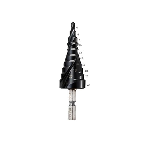 Bohrer-Set, 1 x M35 Stufenbohrer, Kobaltbeschichtung, 1/4-Zoll-Sechskantschaft, Schnellarbeitsstahl, Lochöffner für Edelstahl (422 mm) von ZOOPH