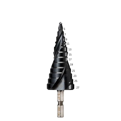 Bohrer-Set, 1 x M35 Stufenbohrer mit Kobaltbeschichtung, 1/4-Zoll-Sechskantschaft, Hochgeschwindigkeitsstahl, Lochöffner für Edelstahl (527 mm) von ZOOPH