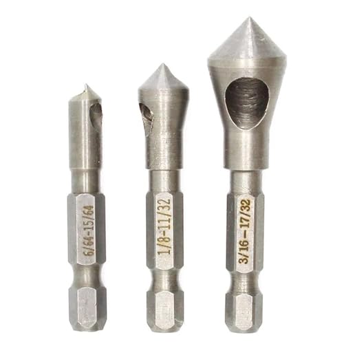 Bohrer-Set, 3 Stück Titan beschichtete Kegelbohrer und Entgraten Werkzeugset zum Schneiden von Metall/Holz/Kunststoff Bohrer-Set, 3 Stück Titan beschichtete Kegelbohrer und Entgraten Werkzeugset zum Schneiden von Metall/Holz/Kunststoff von ZOOPH