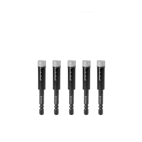 Bohrer-Set, 5-16 mm Sechskant Trockenlötstiel zum Bohren von Keramikfliesen, Marmor, Granit, glasiert, Lochöffner, Länge 10 mm(12mm5pcs) von ZOOPH