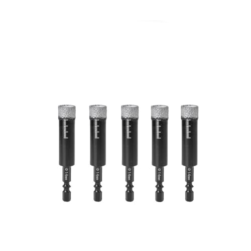 Bohrer-Set, 5-16 mm Sechskant Trockenlötstiel zum Bohren von Keramikfliesen, Marmor, Granit, glasiert, Lochöffner, Länge 10 mm(14mm5pcs) von ZOOPH