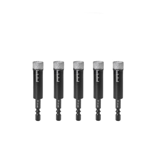 Bohrer-Set, 5-16 mm Sechskant Trockenlötstiel zum Bohren von Keramikfliesen, Marmor, Granit, glasiert, Lochöffner, Länge 10 mm(16mm5pcs) von ZOOPH