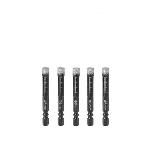Bohrer-Set, 5-16 mm Sechskant Trockenlötstiel zum Bohren von Keramikfliesen, Marmor, Granit, glasiert, Lochöffner, Länge 10 mm(8mm5pcs) von ZOOPH