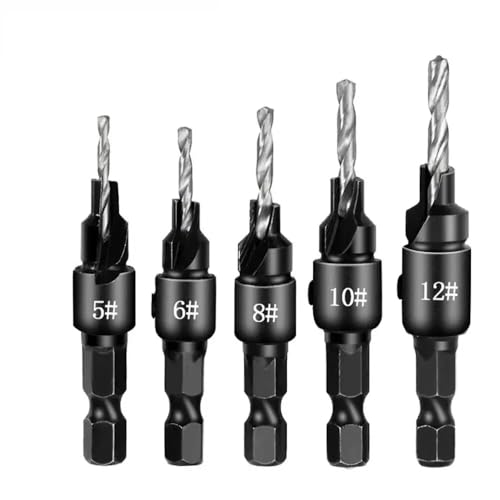 Bohrer-Set, 5er Set Konusbohrer für Holz, Schraubenlochreibahle von ZOOPH