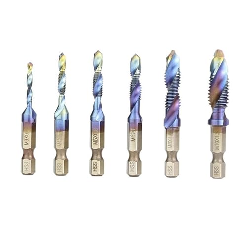 Bohrer-Set, 6-teilig, M3-M10, Senk- und Entgrater-Bit-Set, metrische Kombi-Bohrer, Hochgeschwindigkeitsstahl-Verbundbohrer (Blaues 6-teiliges Set) von ZOOPH