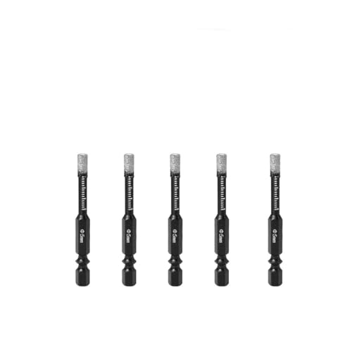Bohrer-Set, Sechskantschaft 5 bis 16 mm, gelötet, für trockene Keramikfliesen, Marmor, Granit, glasierte Fliesen, Lochöffnung, Länge 10 mm (5 mm5 Stück) von ZOOPH