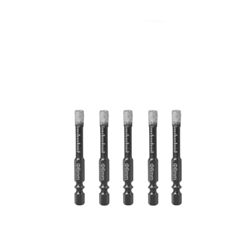 Bohrer-Set, Sechskantschaft 5 bis 16 mm, gelötet, für trockene Keramikfliesen, Marmor, Granit, glasierte Fliesen, Lochöffnung, Länge 10 mm (6 mm5 Stück) von ZOOPH