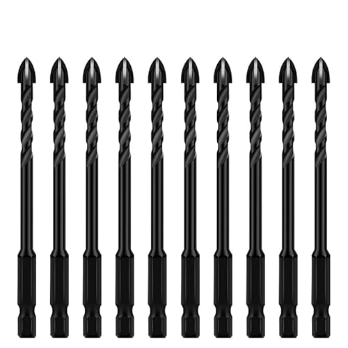 Bohrer Set Kreuzschlitzbohrer Set für Beton, Porzellanfliesen, Glas und Metall.Professionelle Multifunktionsbohrer-Sets, Werkzeuge, Hartmetallbohrer.(10pcs 6mm) von ZOOPH