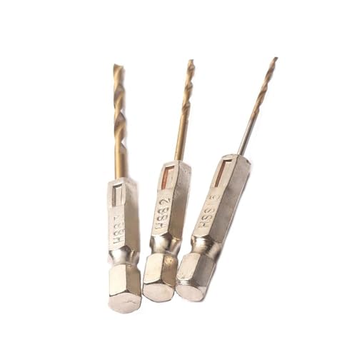 Bohrersatz, 1 Stück 1,5 mm 2 mm 3 mm Titan beschichteter Bohrer, 1/4 Sechskantschaft, Spiralbohrer, Schnellstahl für Holz und Kunststoff.(1.5x62mm) von ZOOPH