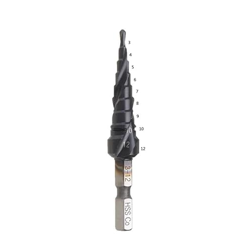 Bohrersatz, 1 Stück M35 Kobaltbeschichteter Stufenbohrer mit 1/4 Zoll Sechskantschaft, Schnellstahl, Metallbohrlochöffner für Edelstahl(312mm) von ZOOPH