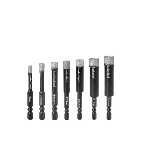 Bohrersatz, 5-16 mm Sechskantschaft, gelöteter Bohrer für trockene Keramikfliesen, Marmor, Granit, vitrifizierte Fliesen, Lochöffner, Länge 10mm(516mm7pcs) von ZOOPH
