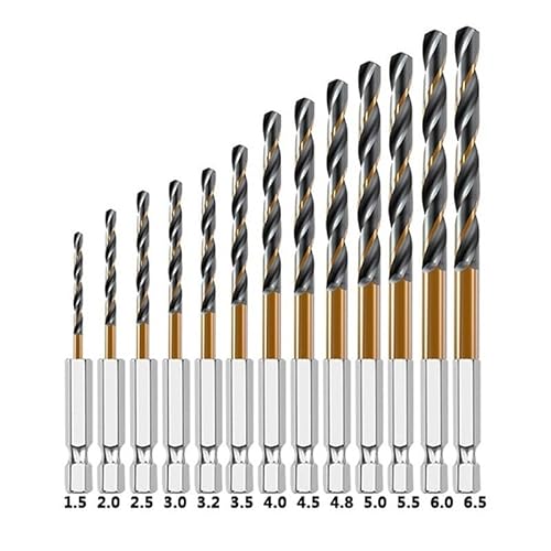 Kobaltbohrer-Set mit Sechskantschaft, 3, 7 und 13-teilig, Bohrwerkzeug für Holz und Metall (1,56,5 mm) von ZOOPH