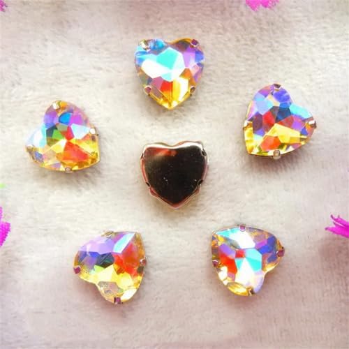 Kristall-Strasssteine ​​zum Aufnähen, AB-Farbe, herzförmige Kristallperlen, silberne Kralle, for Aufnähen von Strasssteinen for Hochzeitskleider (8 mm, 50 Stück, A11 Rot AB)(18mm 10pcs A4 Champagne go von ZOOPH