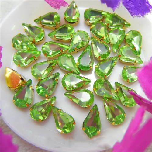 Kristall-Strasssteine ​​zum Aufnähen, Glaskristall-Goldkralle for Aufnähen, ausgefallene Farben, schmale Strassperlen in Wassertropfen-Birnenform (6 x 10 mm, 50 Stück, A8, heller Topas)(3x6mm 50pcs A9 von ZOOPH