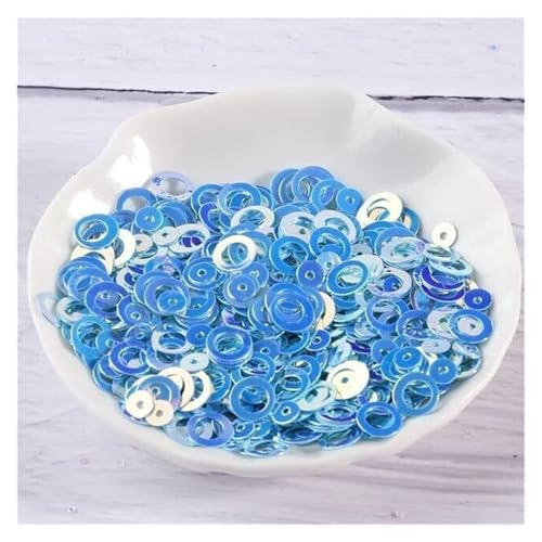 Lose Pailletten, Flitter-Bastelbedarf, 10 g/Packung, Glitzer-Pailletten, 6 mm, runde, lose Pailletten for Kostüme, Kleidung, Accessoires, Scrapbooking(Light Blue) von ZOOPH