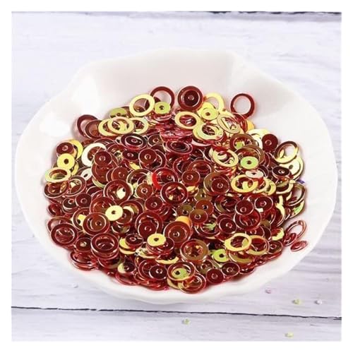 Lose Pailletten, Flitter-Bastelbedarf, 10 g/Packung, Glitzer-Pailletten, 6 mm, runde, lose Pailletten for Kostüme, Kleidung, Accessoires, Scrapbooking(Red) von ZOOPH