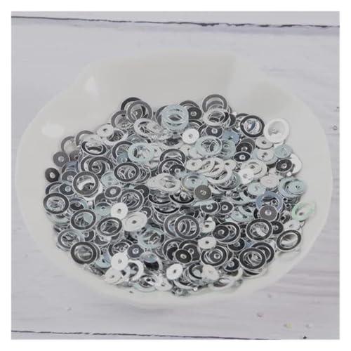 Lose Pailletten, Flitter-Bastelbedarf, 10 g/Packung, Glitzer-Pailletten, 6 mm, runde, lose Pailletten for Kostüme, Kleidung, Accessoires, Scrapbooking(Silver) von ZOOPH