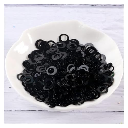 Lose Pailletten, Flitter-Bastelbedarf, 10 g/Packung, Glitzer-Pailletten, 6 mm, runde, lose Pailletten for Kostüme, Kleidung, Accessoires, Scrapbooking(Solid Black) von ZOOPH