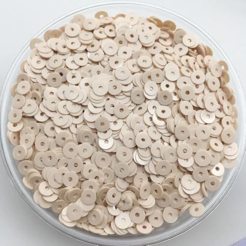Pailletten for Aufnähen, 4 mm beige, flach, rund, lose Pailletten for Aufnähen, geeignet for Hochzeitsbasteln, DIY-Kleidungszubehör(150g) von ZOOPH