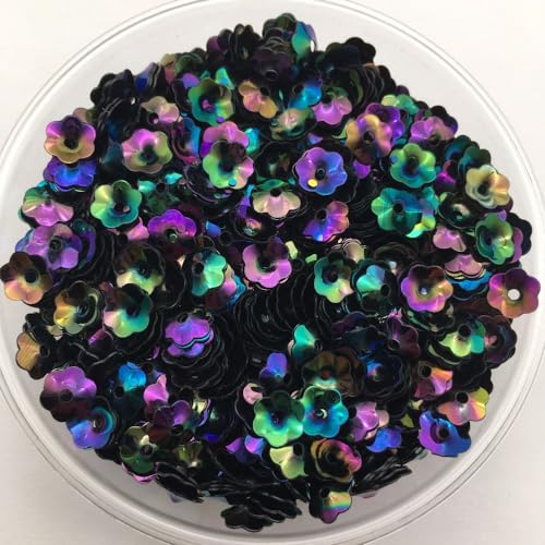 Pailletten for Nähen, 30 g oder 150 g/Los, 6 mm Cup, Pflaumenblüten-Pailletten, lose Pailletten for Kleidung, Accessoires, Scrapbooking(Ab Black 320,6mm 150g) von ZOOPH