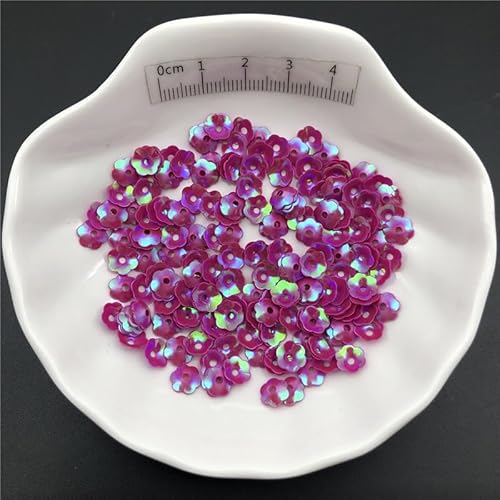 Pailletten for Nähen, 30 g oder 150 g/Los, 6 mm Cup, Pflaumenblüten-Pailletten, lose Pailletten for Kleidung, Accessoires, Scrapbooking(Ab Fuchsia,6mm 30g) von ZOOPH