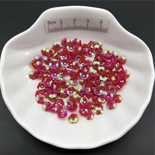 Pailletten for Nähen, 30 g oder 150 g/Los, 6 mm Cup, Pflaumenblüten-Pailletten, lose Pailletten for Kleidung, Accessoires, Scrapbooking(Ab Red,6mm 30g) von ZOOPH