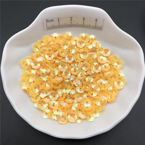 Pailletten for Nähen, 30 g oder 150 g/Los, 6 mm Cup, Pflaumenblüten-Pailletten, lose Pailletten for Kleidung, Accessoires, Scrapbooking(Ab Yellow,6mm 150g) von ZOOPH