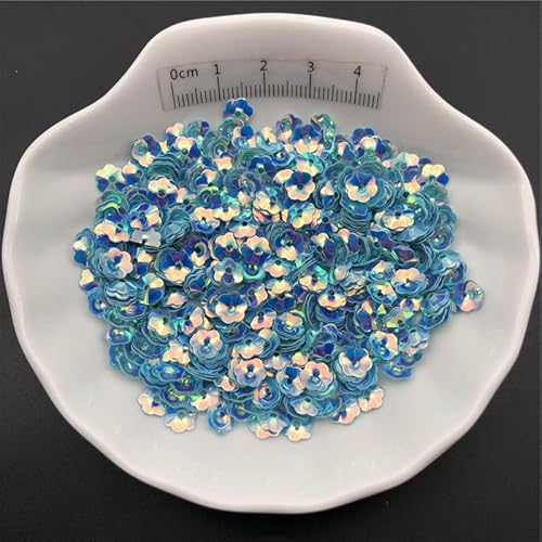 Pailletten for Nähen, 30 g oder 150 g/Los, 6 mm Cup, Pflaumenblüten-Pailletten, lose Pailletten for Kleidung, Accessoires, Scrapbooking(Gold Blue,6mm 150g) von ZOOPH