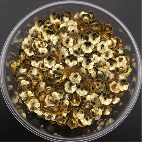 Pailletten for Nähen, 30 g oder 150 g/Los, 6 mm Cup, Pflaumenblüten-Pailletten, lose Pailletten for Kleidung, Accessoires, Scrapbooking(Light Golden,6mm 30g) von ZOOPH