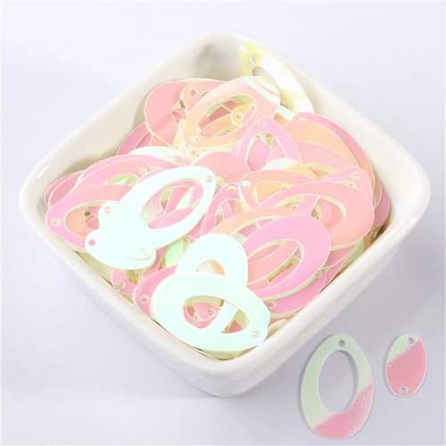 Pailletten for Nähen, goldene, doppelt ovale Pailletten, große Ohrringe, Basteln, lose Pailletten, geeignet for DIY-Hochzeitsnähzubehör, 500 Stück(Ab Milk) von ZOOPH