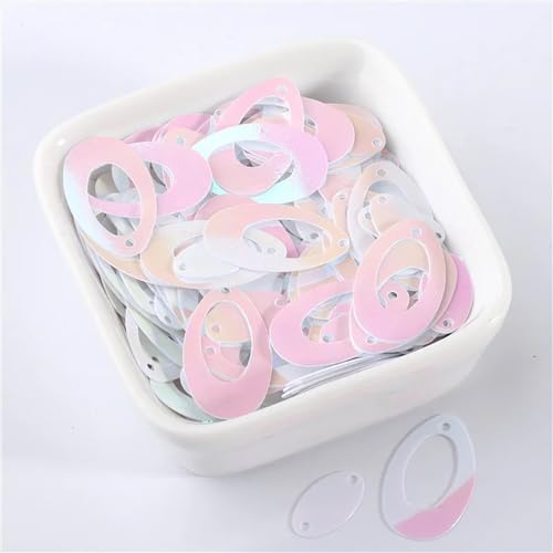 Pailletten for Nähen, goldene, doppelt ovale Pailletten, große Ohrringe, Basteln, lose Pailletten, geeignet for DIY-Hochzeitsnähzubehör, 500 Stück(Ab White) von ZOOPH