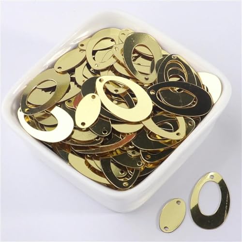 Pailletten for Nähen, goldene, doppelt ovale Pailletten, große Ohrringe, Basteln, lose Pailletten, geeignet for DIY-Hochzeitsnähzubehör, 500 Stück(Light Gold) von ZOOPH