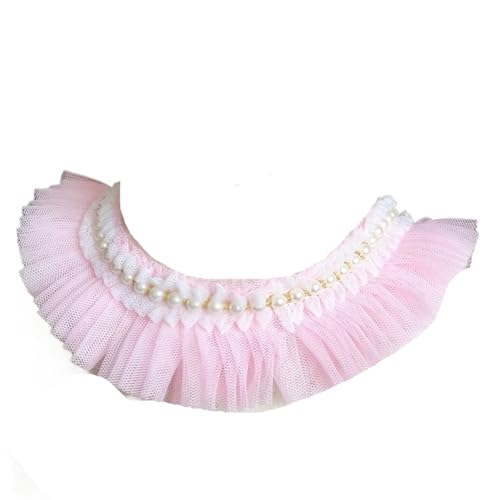Plissiertes Spitzenband for Heimwerkerarbeiten, 5 cm breites, plissiertes Chiffon-Spitzen-Rüschen-Perlenband-Kleiderkragen (Pink)(Pink) von ZOOPH