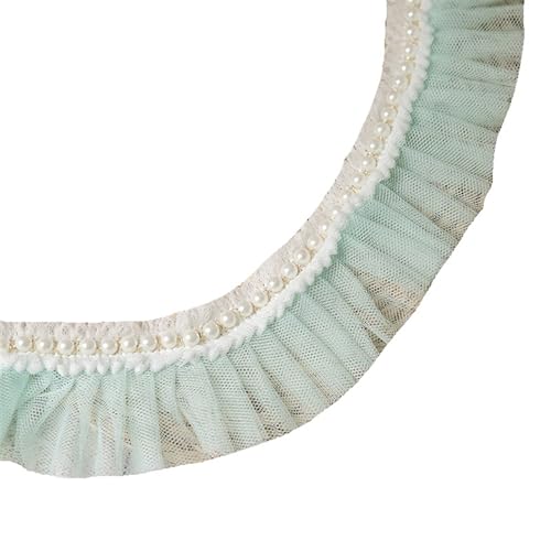 Plissiertes Spitzenband for Heimwerkerarbeiten, 6 cm breite Stickerei, 3D-Plissee-Netzstoff, Spitzenfransenband, Kragenperlen, Rüschenbesatz (blau)(Blue) von ZOOPH