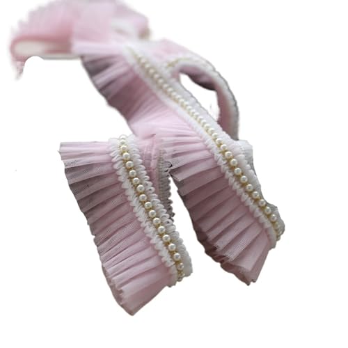 Plissiertes Spitzenband for Heimwerkerarbeiten, Stoffzubehör, DIY-Hut, Kleidung, Rock, Nähmaterial, Dekoration, Nähhandwerk(rot)(Pink) von ZOOPH