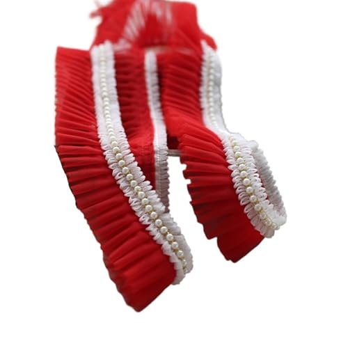 Plissiertes Spitzenband for Heimwerkerarbeiten, Stoffzubehör, DIY-Hut, Kleidung, Rock, Nähmaterial, Dekoration, Nähhandwerk(rot)(Red) von ZOOPH