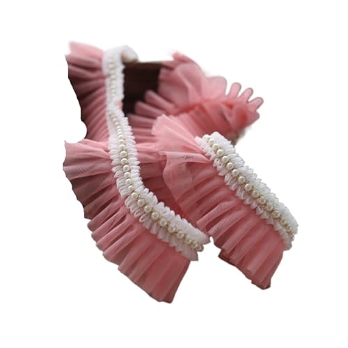 Plissiertes Spitzenband for Heimwerkerarbeiten, Stoffzubehör, DIY-Hut, Kleidung, Rock, Nähmaterial, Dekoration, Nähhandwerk(rot)(Watermelon Red) von ZOOPH