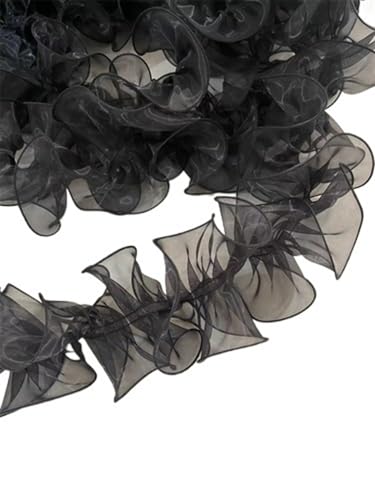 Plissiertes Spitzenband for Heimwerkerarbeiten, bunte Organza-Plissee-Spitzenbesätze, Bandstoff-Applikation, Faltrüsche (Rosa, Stil B)(No Beads Style B 03) von ZOOPH