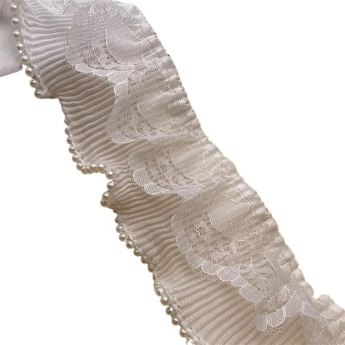Plissiertes Spitzenband for Heimwerkerarbeiten, plissierter Rüschenstoff mit Perlen, doppelter Spitzenstoff, handgefertigt, for DIY-Hüte, Kleider, Hochzeiten, Vorhänge, Näharbeiten Plissiertes Spitzenband for Heimwerkerarbeiten, plissierter Rüschenstoff mit Perlen, doppelter Spitzenstoff, handgefertigt, for DIY-Hüte, Kleider, Hochzeiten, Vorhänge, Näharbeiten von ZOOPH