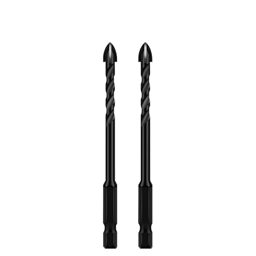 Sechskant-Kreuzbohrer-Set für Beton, Porzellan, Fliesen, Glas und Metall, professionell, multifunktional, Hartmetall-Bohrer, 2 Stück, 5 mm Sechskant-Kreuzbohrer-Set für Beton, Porzellan, Fliesen, Glas und Metall, professionell, multifunktional, Hartmetall-Bohrer, 2 Stück, 5 mm von ZOOPH