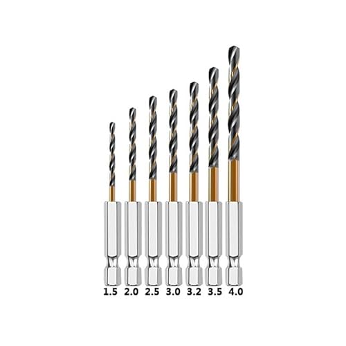 Spiralbohrer-Set aus Kobalt mit Sechskantschaft, 3/7/13-teilig, zum Bohren von Löchern in Holz und Metall (7 Stück, 1,54,0 mm) von ZOOPH
