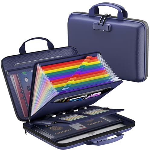 ZOOPIP Feuerfester Akten-Organizer, feuerfeste Dokumentenbox mit Schloss, große Fächermappe mit 13 Fächern, Hartschale, tragbar, sichere Aufbewahrung für Briefe/rechtliche Dokumente, Laptop von ZOOPIP