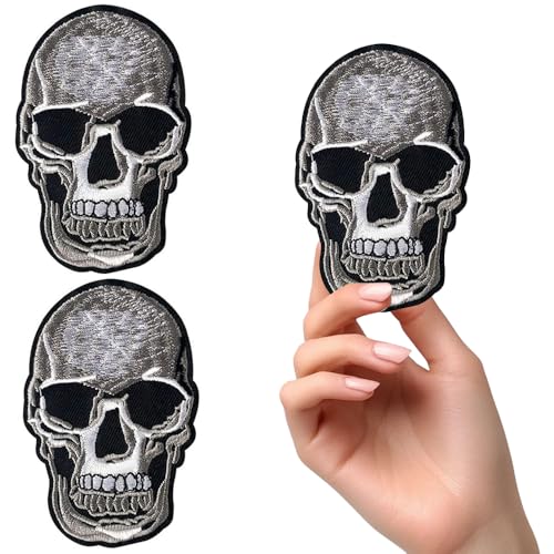 2 x coole bestickte Aufnäher mit Totenkopf-Motiv, niedliche Stickerei-Flicken, zum Aufbügeln oder Aufnähen, coole Aufnäher für Männer, Frauen, Kinder 2 x coole bestickte Aufnäher mit Totenkopf-Motiv, niedliche Stickerei-Flicken, zum Aufbügeln oder Aufnähen, coole Aufnäher für Männer, Frauen, Kinder von ZOOPOLR