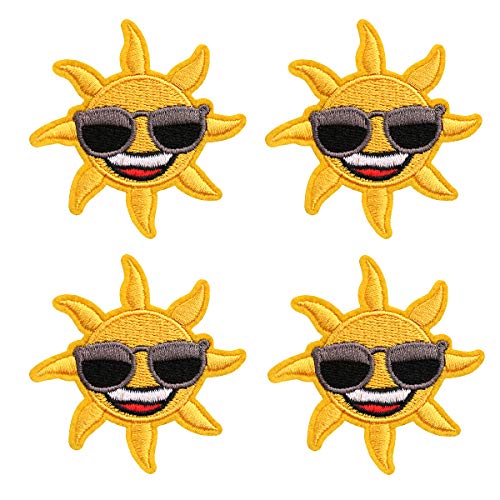 4 Stück niedliche Sonnenaufnäher, zarte bestickte Aufnäher, niedliche Stickerei-Aufnäher, zum Aufbügeln, coole Patches für Kinder 4 Stück niedliche Sonnenaufnäher, zarte bestickte Aufnäher, niedliche Stickerei-Aufnäher, zum Aufbügeln, coole Patches für Kinder von ZOOPOLR
