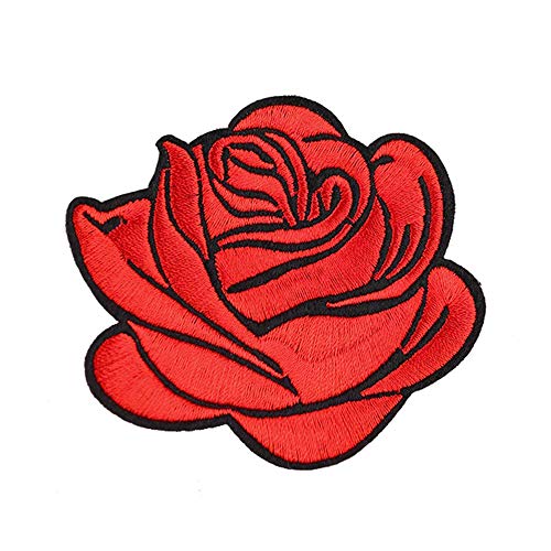 6 Stück Blumen-Aufnäher, zum Aufbügeln, Rosen-Aufnäher, personalisierte Rucksack-Flicken für Frauen, Mädchen, Kinder (rot) von ZOOPOLR