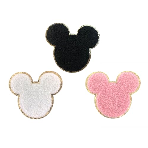 ZOOX Mickey & Friends Aufkleber-Patches, 3M-Kleber, klassischer Chennile mit goldenem Glitzer (Bündel, Mickeys, 3 Stück) von ZOOX
