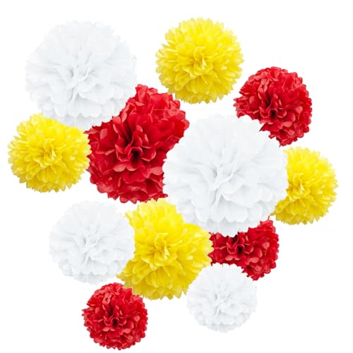 ZOOYOO 12 Stück Rot Gelb Weiß Hängende Seidenpapier Pompons-Partydeko für Kinder Jungen Mädchen Geburtstag,Babyparty,Faschingdeko Party Dekorations-3 Farben à 25cm,30cm ZOOYOO 12 Stück Rot Gelb Weiß Hängende Seidenpapier Pompons-Partydeko für Kinder Jungen Mädchen Geburtstag,Babyparty,Faschingdeko Party Dekorations-3 Farben à 25cm,30cm von ZOOYOO