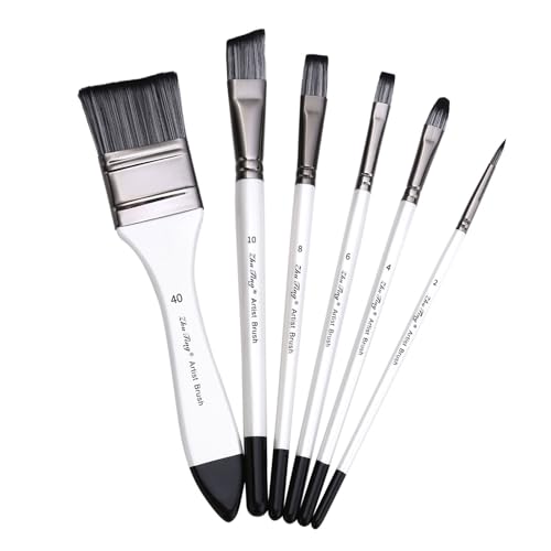 Pinsel, Künstlerpinsel, Nylonhaarbürste, feine Spitze, Aquarell für Acrylfarbe, 6 Stück Pinsel, Künstlerpinsel, Nylonhaarbürste, feine Spitze, Aquarell für Acrylfarbe, 6 Stück von ZORESCOLEO