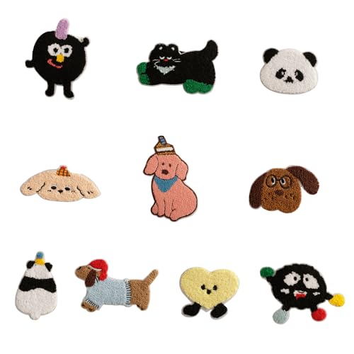 ZORESCOLEO 10 Stück Cartoon Stoffflicken Tierreparaturflicken mit selbstklebender Rückseite zum Dekorieren von Kleidungsstücken und Accessoires von ZORESCOLEO